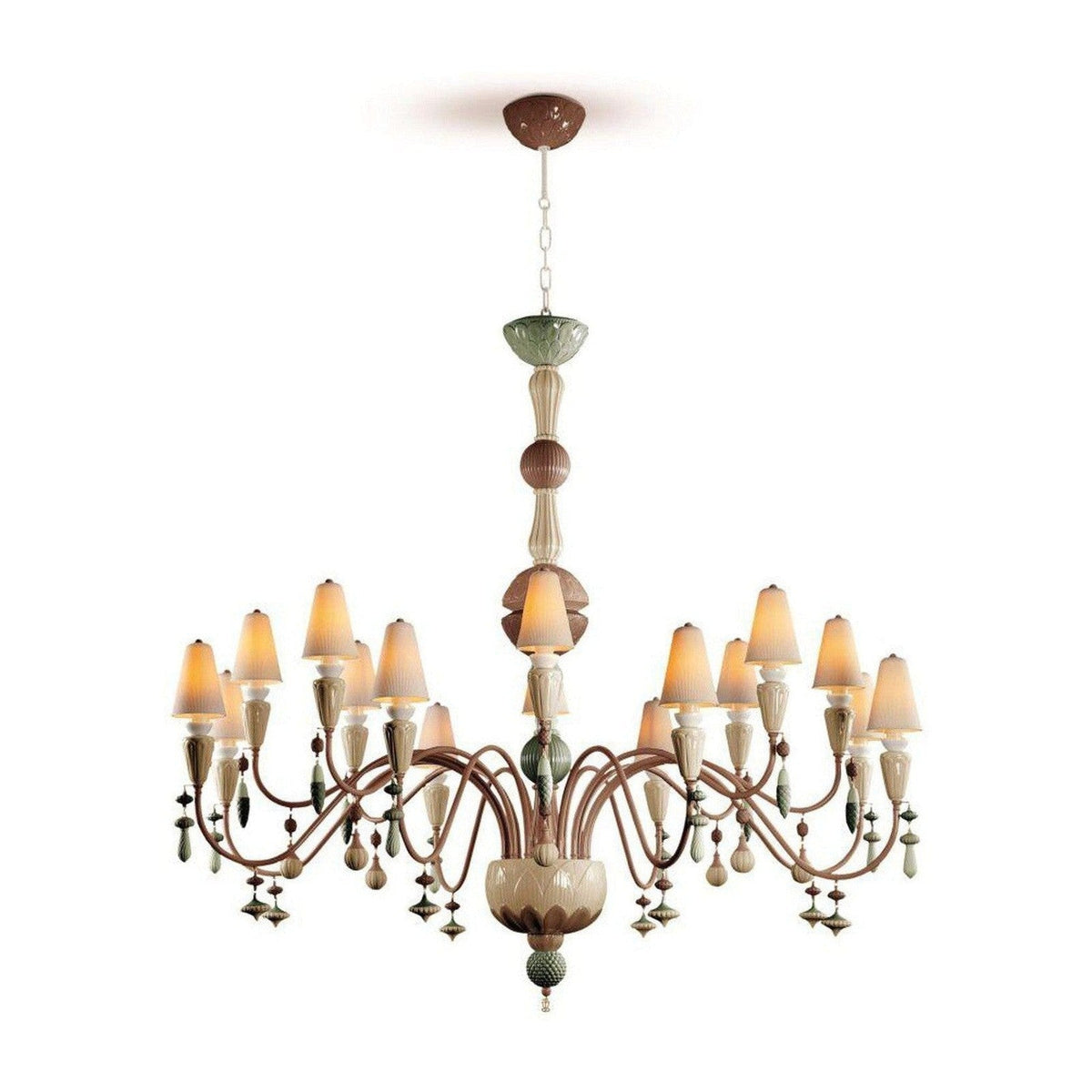 16-Light Organic Porcelain Chandelier / Golden Luster / Medium