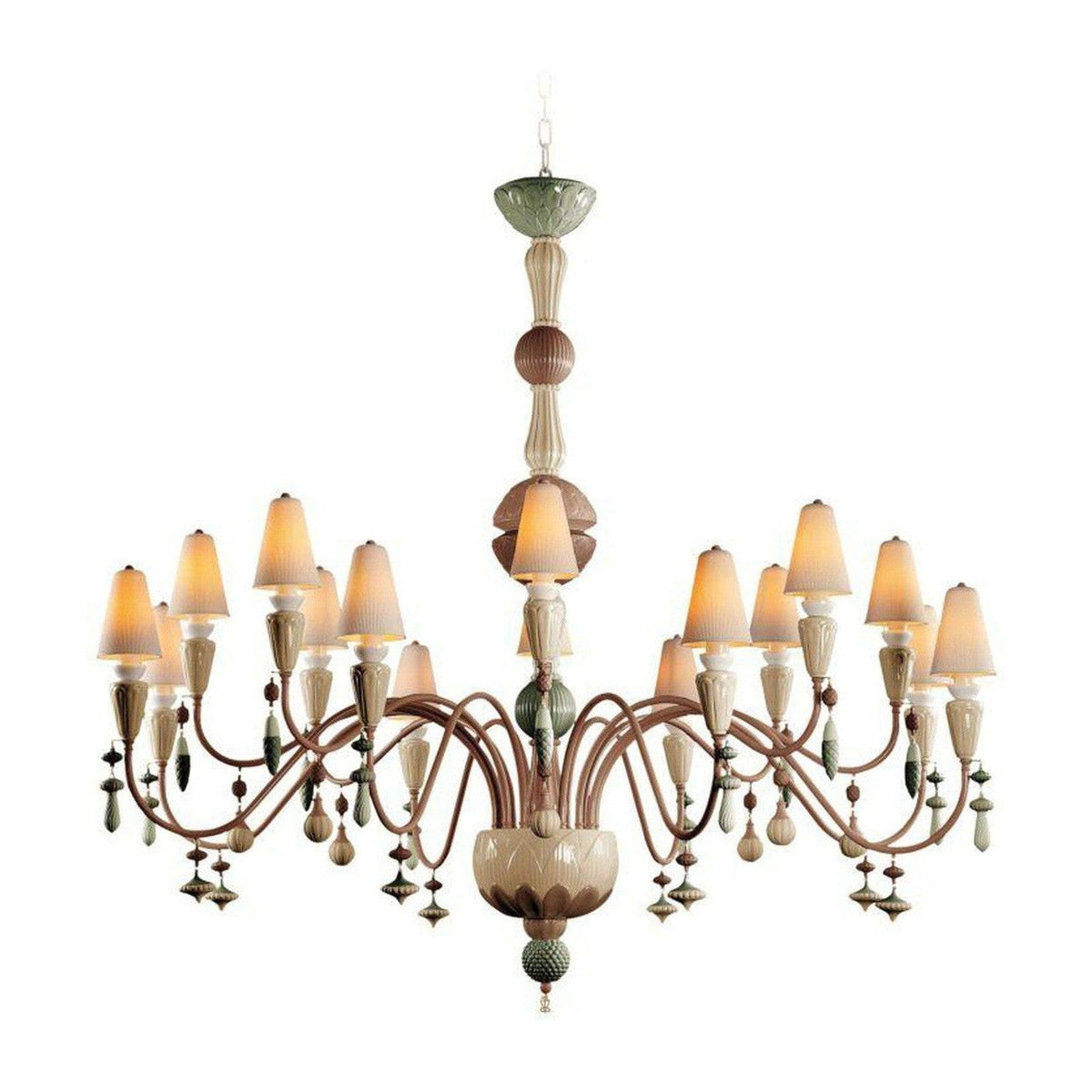 16-Light Organic Porcelain Chandelier / Red Coral / Medium