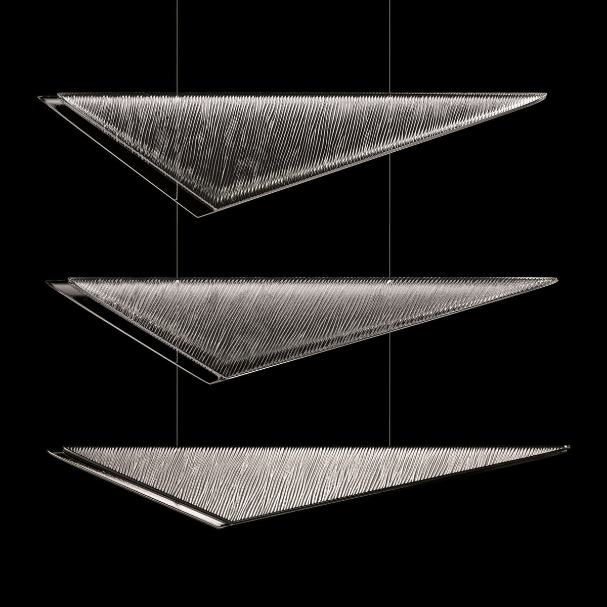 58-Inch Textured Glass Rectangular Pendant Light / Silver / Smoke Linear