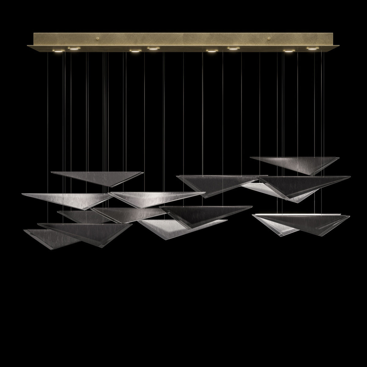 58-Inch Textured Glass Rectangular Pendant Light