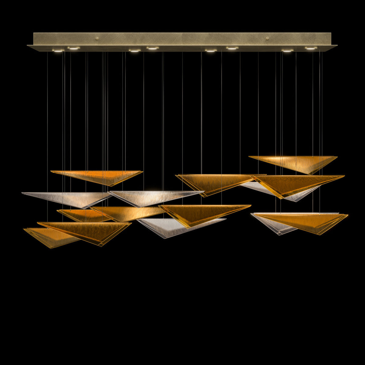 58-Inch Textured Glass Rectangular Pendant Light