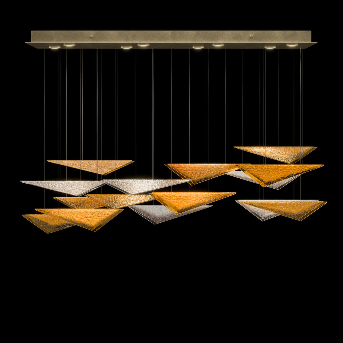58-Inch Textured Glass Rectangular Pendant Light