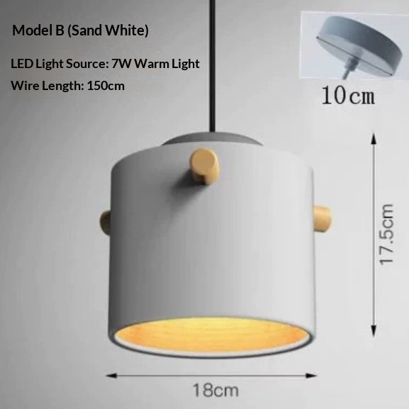 Nordic Macaron Aluminum Pendant Light / Sand white / Warm light / A