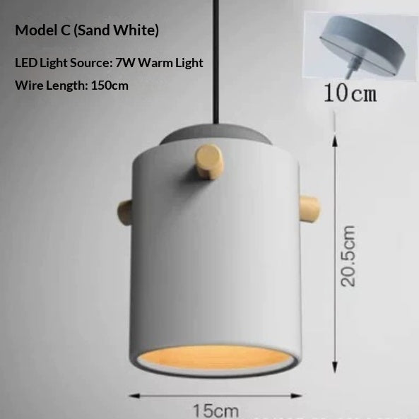 Nordic Macaron Aluminum Pendant Light / Aloe / White light / B