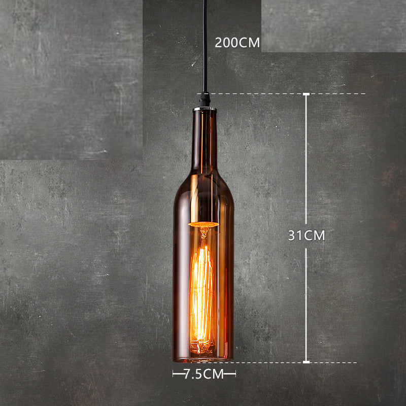 5-Light Colored Glass Bottle Chandelier / Brown