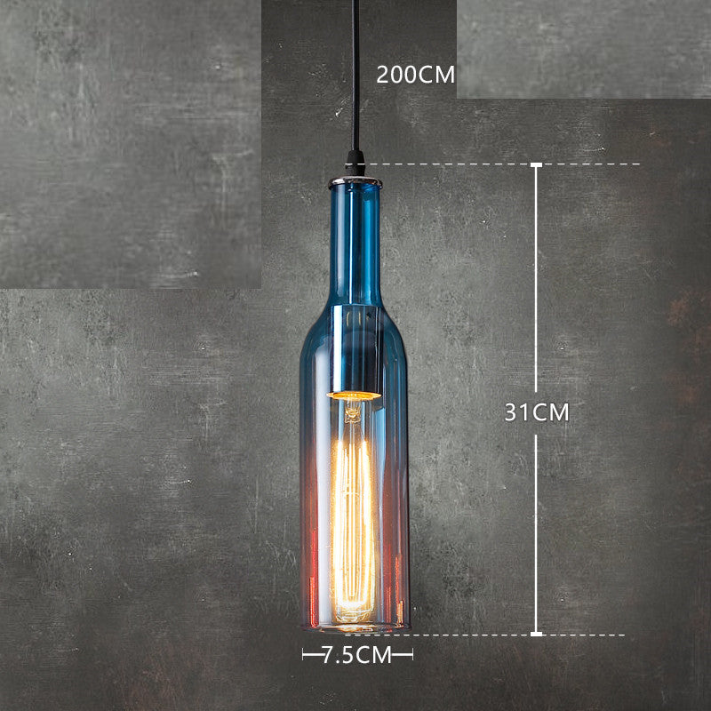 5-Light Colored Glass Bottle Chandelier