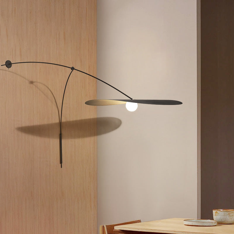 Nordic Black Gold Rocker Arm Wall Light / Black gold / Tricolor light