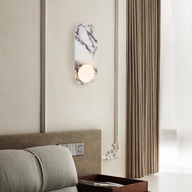 Retro Marble Bedside Wall Light / Warm Light / 2 Heads
