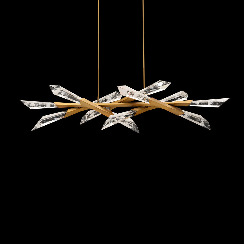 Optic Crystal Linear Pendant Light / Aged Brass