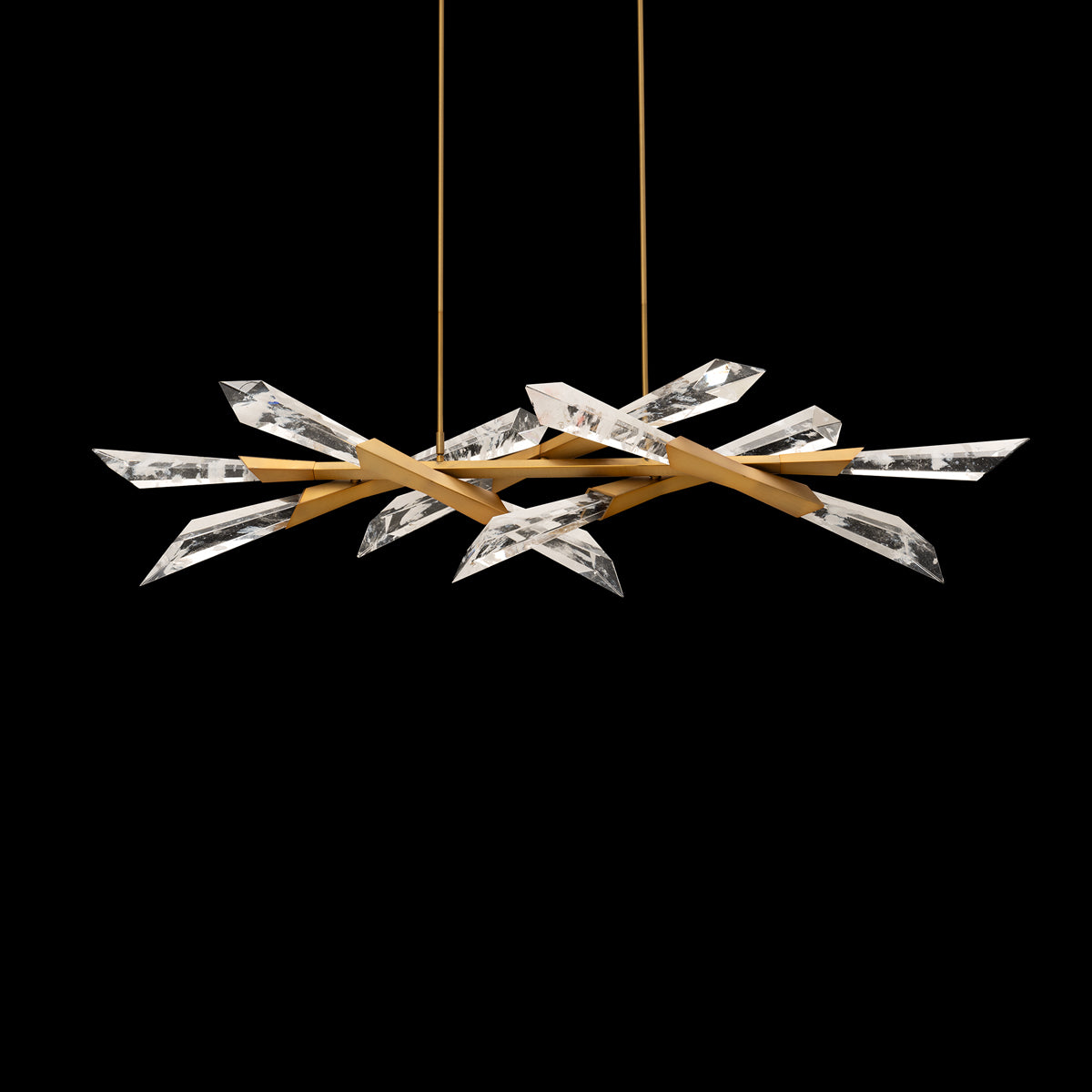 Optic Crystal Linear Pendant Light / Aged Brass