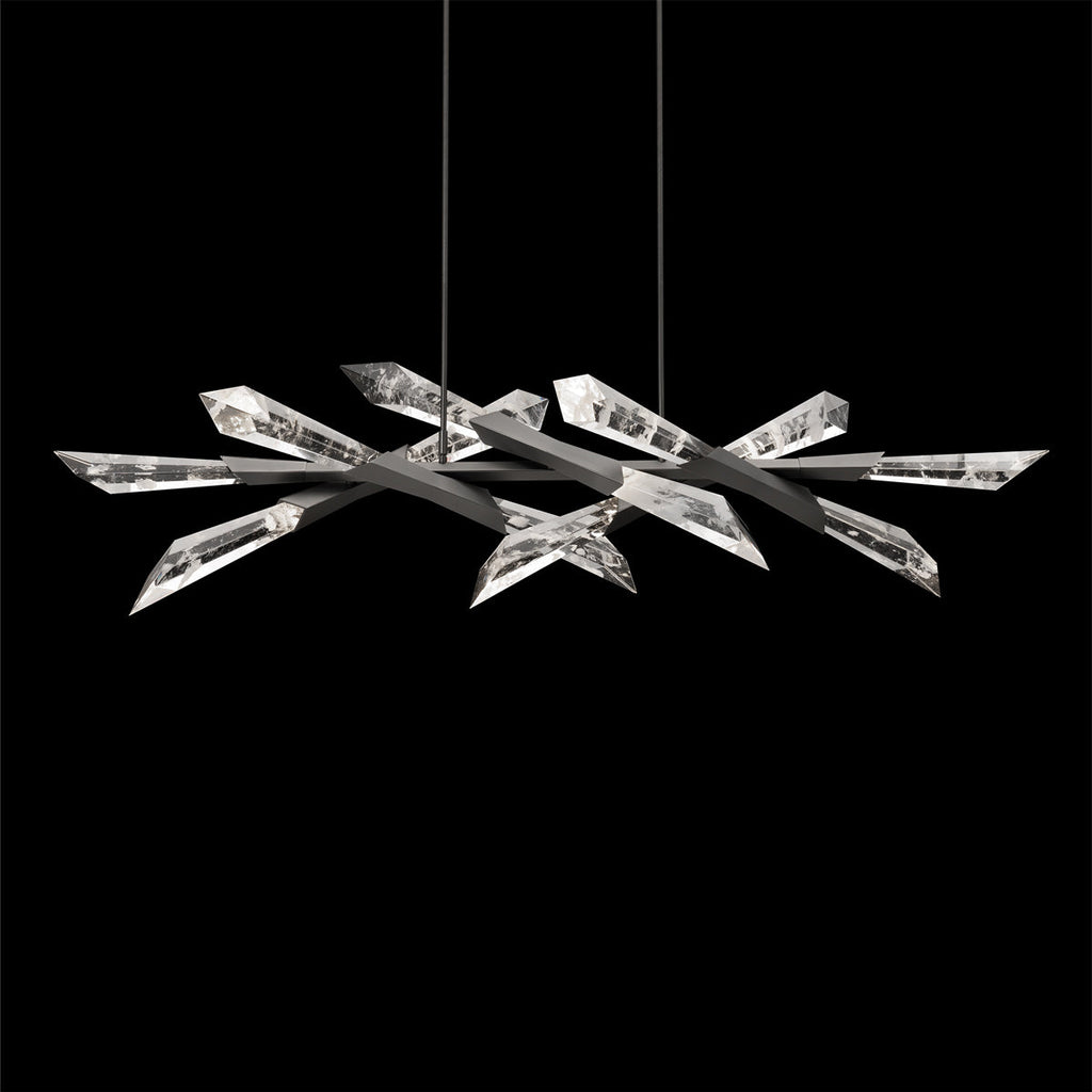 Optic Crystal Linear Pendant Light / Antique Nickel