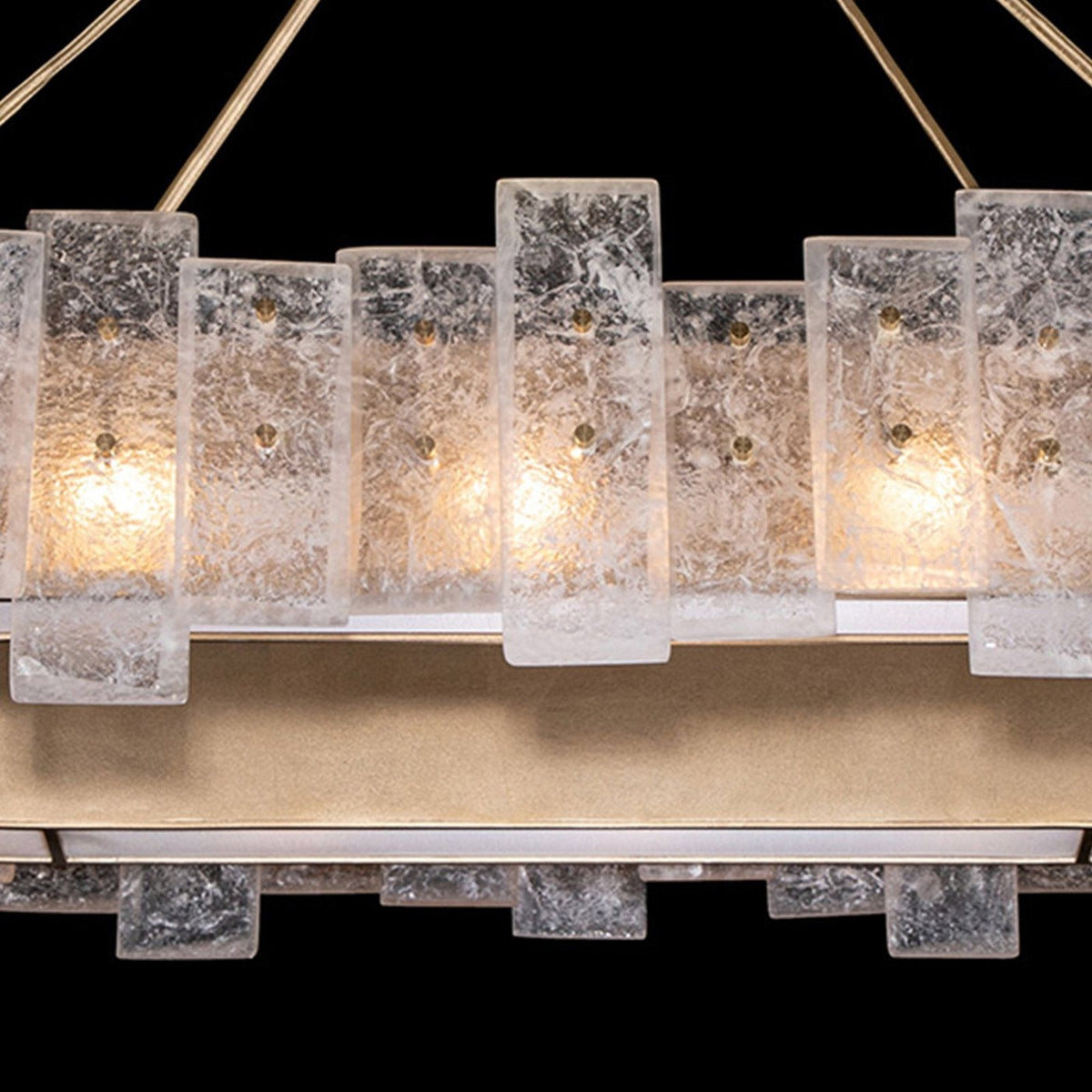 44-Inch Oblong Cast Glass Pendant Light / Silver