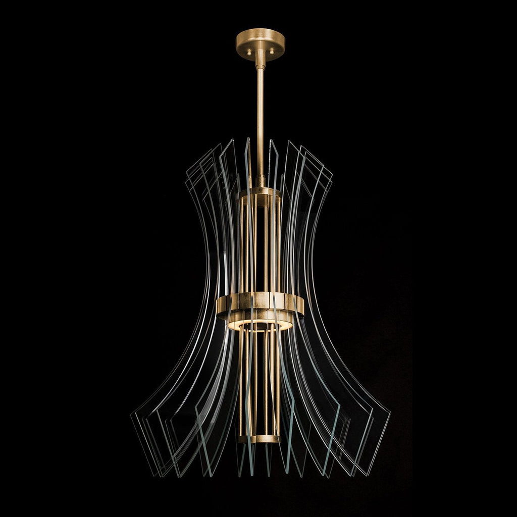 27.5-Inch Crystal LED Round Pendant Light / Down / Gold