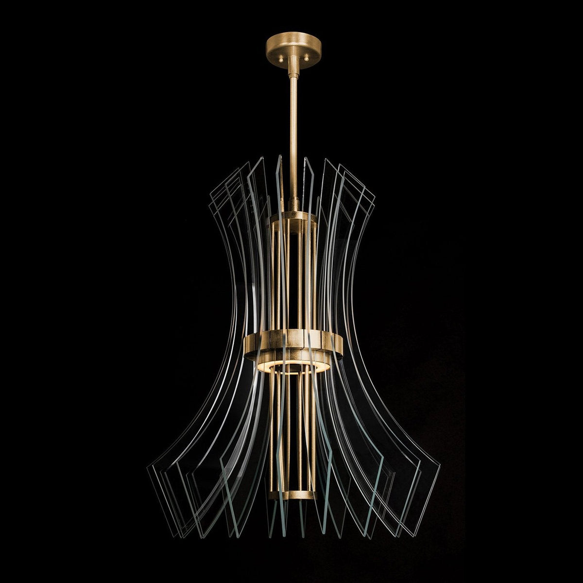 27.5-Inch Crystal LED Round Pendant Light / Down / Gold