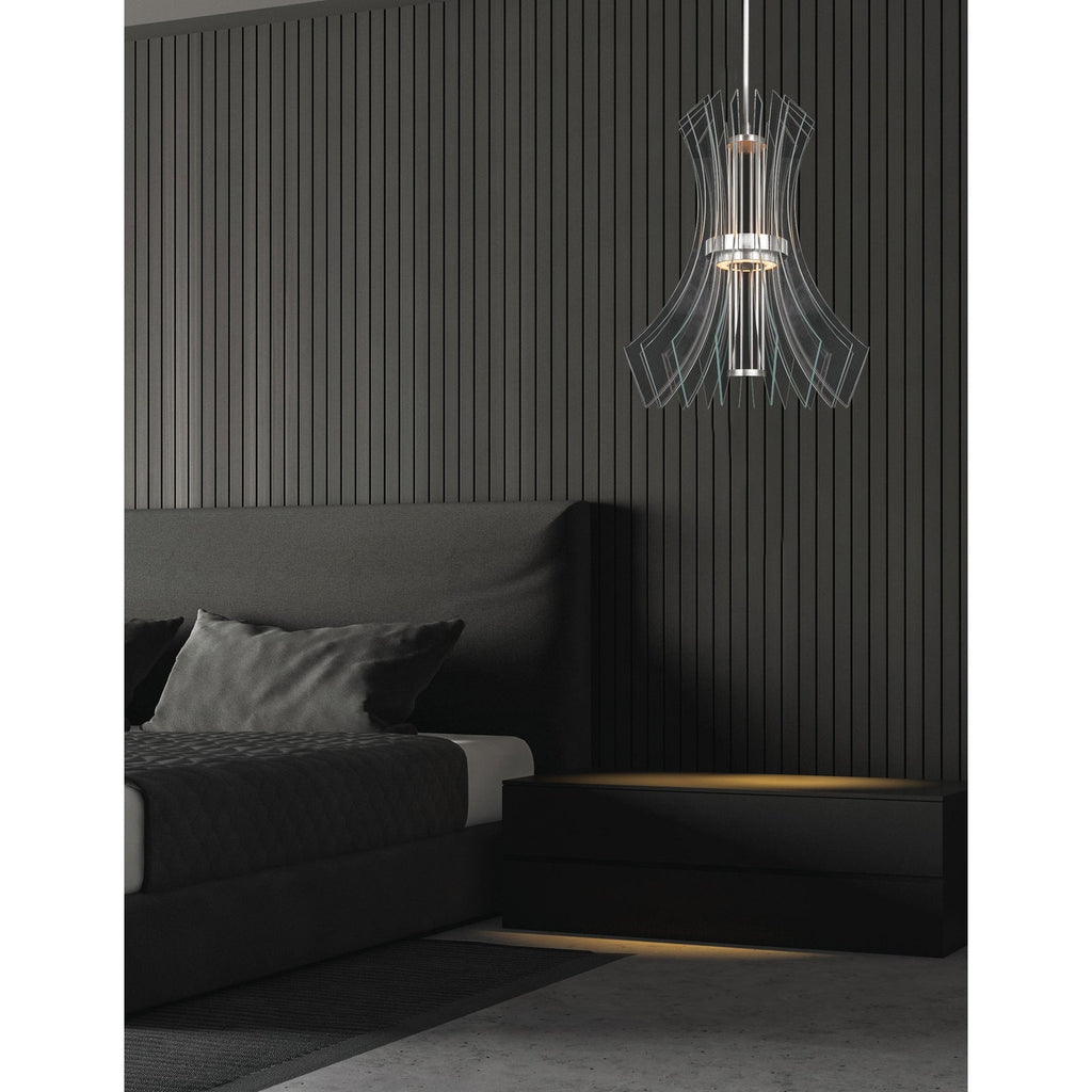 27.5-Inch Crystal LED Round Pendant Light / Up / Silver
