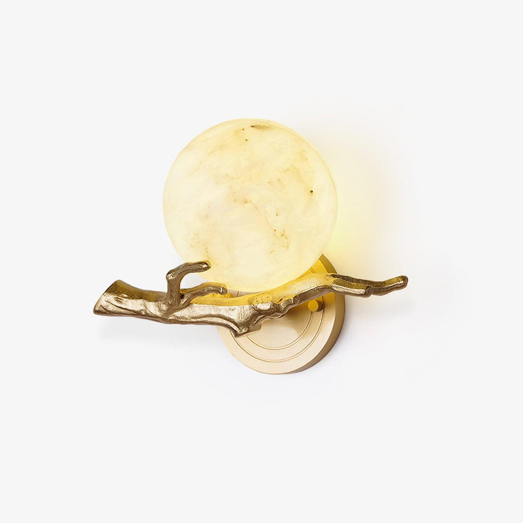 Brass Marble Branch Wall Light / ∅ 11.8″ x H 7.8″ / Dia 30cm x H 20cm / Brass & White