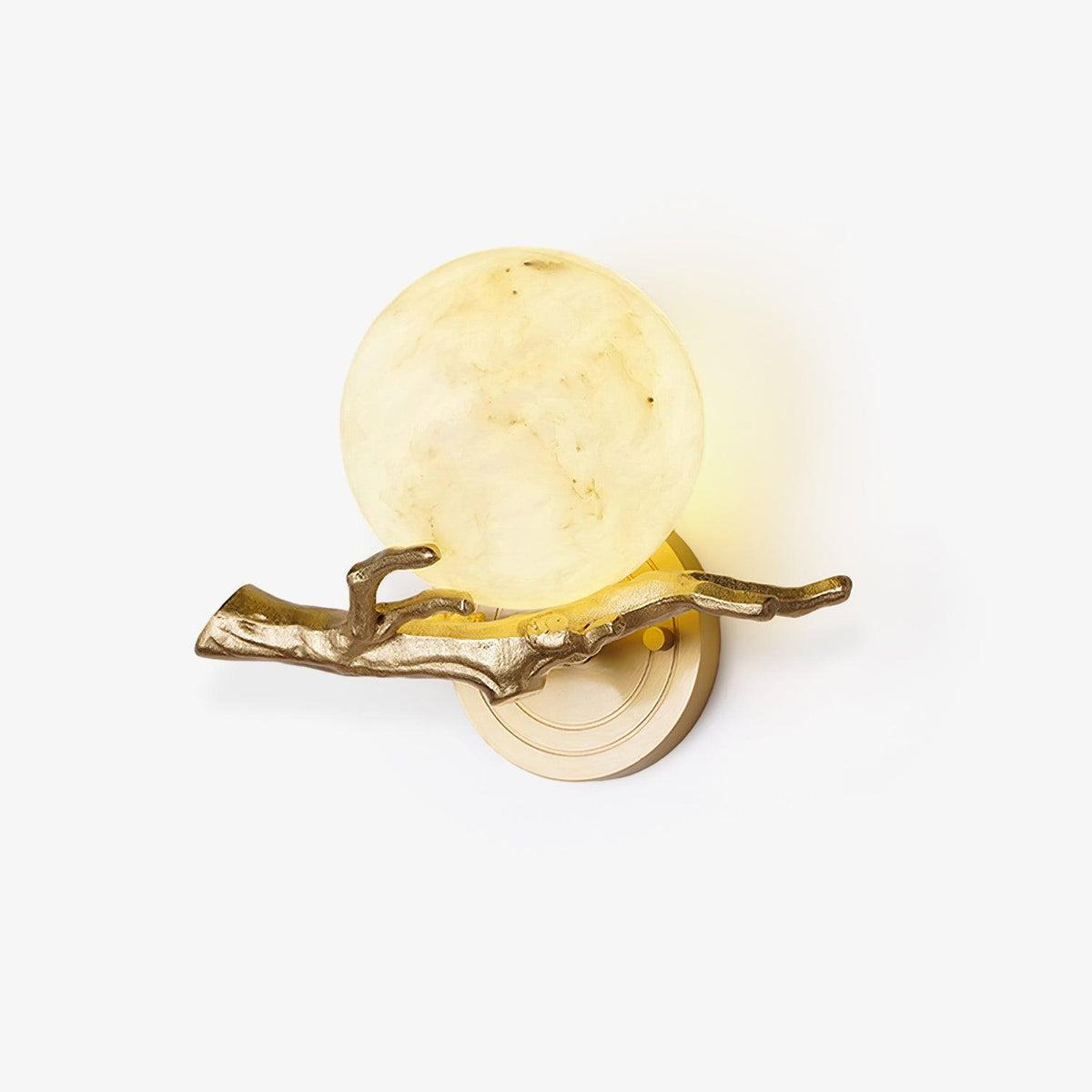 Brass Marble Branch Wall Light / ∅ 11.8″ x H 7.8″ / Dia 30cm x H 20cm / Brass & White