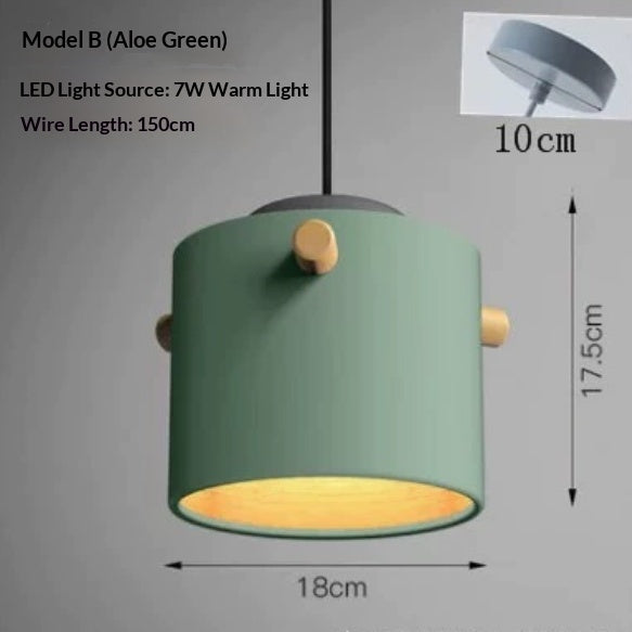 Nordic Macaron Aluminum Pendant Light / Aloe / Warm light / B