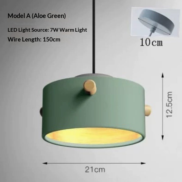 Nordic Macaron Aluminum Pendant Light / Aloe / White light / C