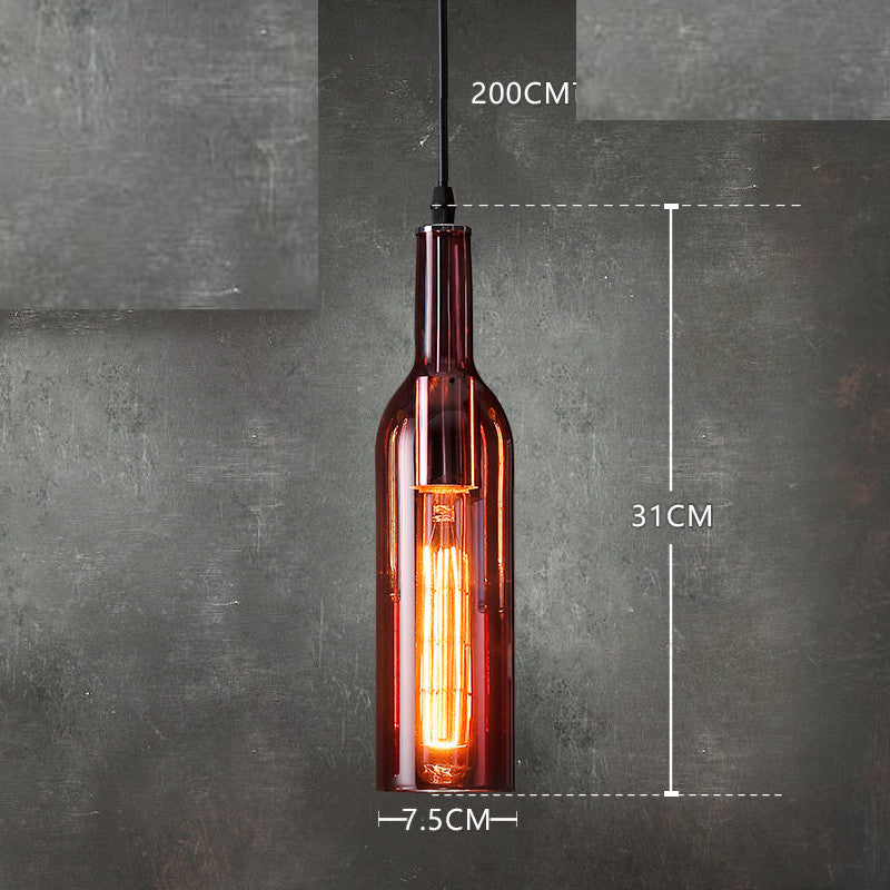 5-Light Colored Glass Bottle Chandelier / Bright red