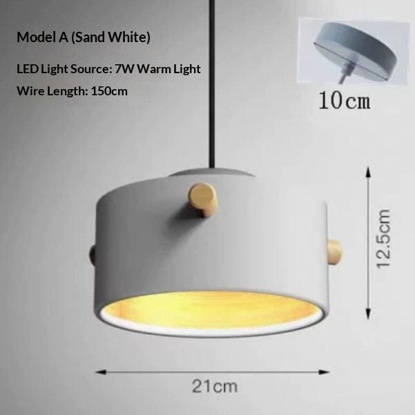 Nordic Macaron Aluminum Pendant Light / Sand white / White light / A