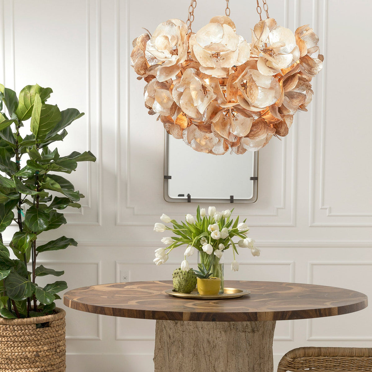 Contemporary Champagne Frost Natural Chandelier / Frost