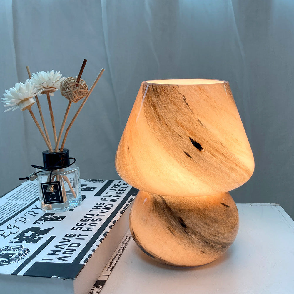 Handmade Glass Mushroom Table Lamp / Earth / USB