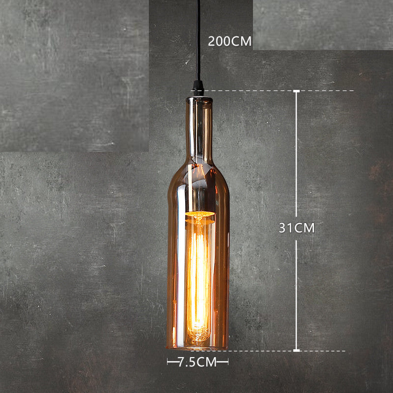 5-Light Colored Glass Bottle Chandelier / Amber