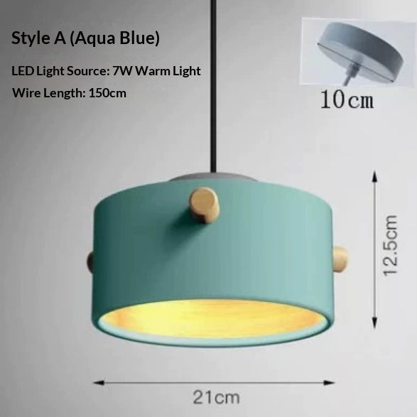 Nordic Macaron Aluminum Pendant Light / Aloe / Warm light / A