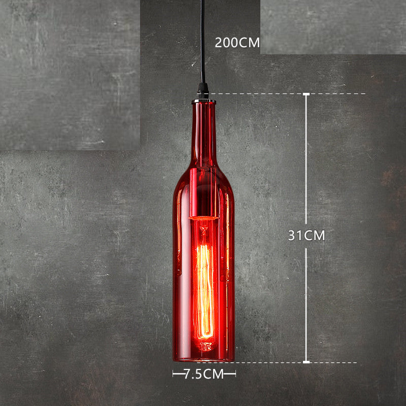 5-Light Colored Glass Bottle Chandelier / Sky blue